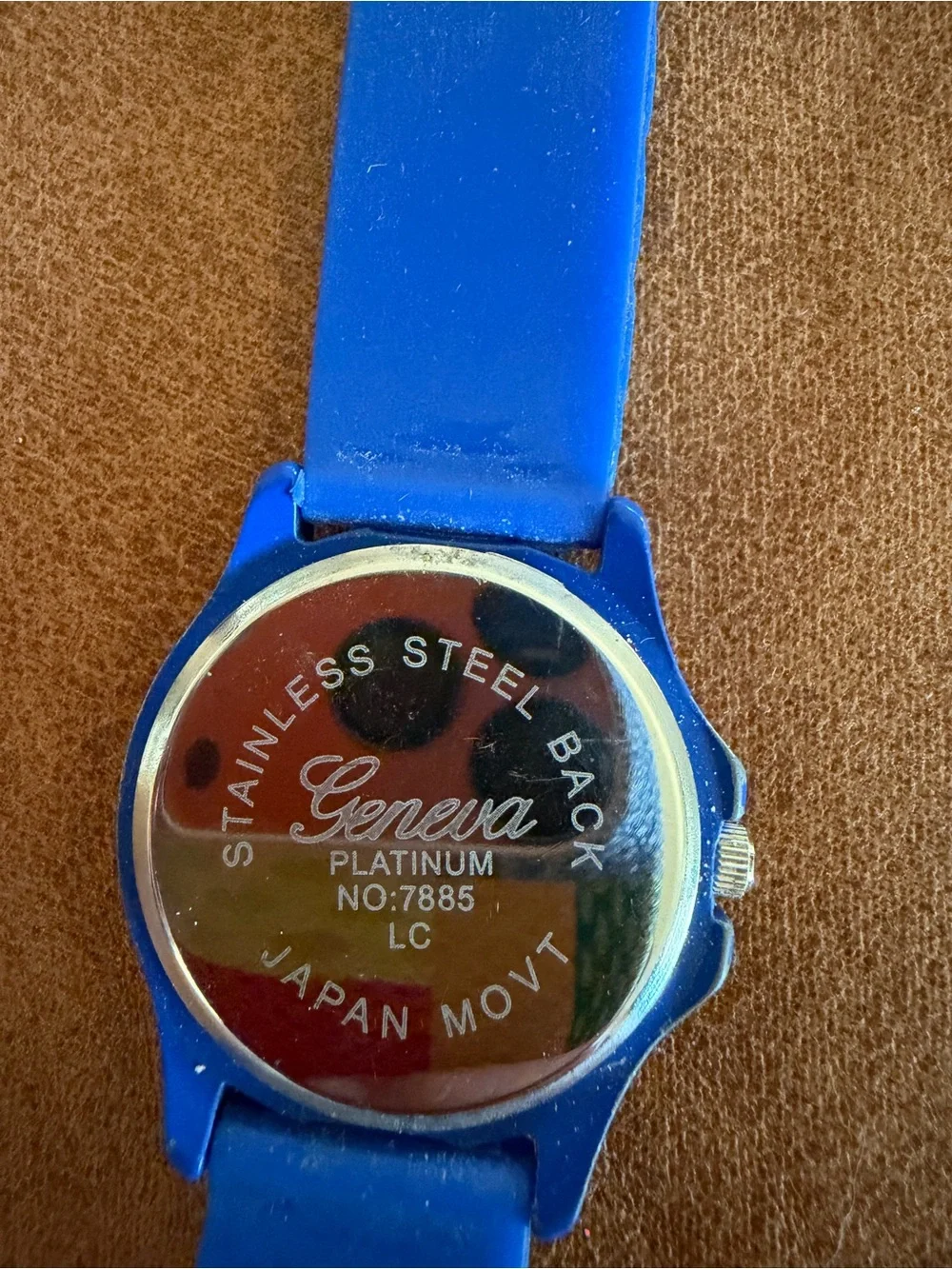 Geneva Platinum Women's Watch Blue Zebra Print Dial & Silicone Band, Rhinestone